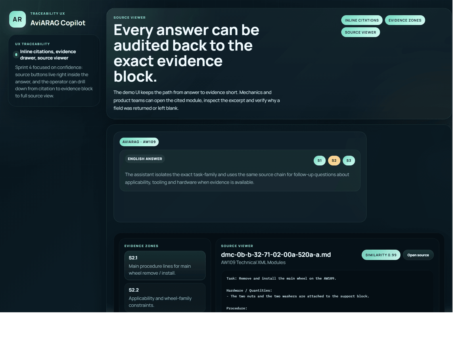 03 Evidence drawer и source viewer